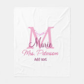 Roze hart glitter monogram leraar Mrs Modern gi Fleece Deken (Voorkant)