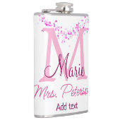 Roze hart glitter monogram leraar Mrs Modern gi Heupfles (Rechts)