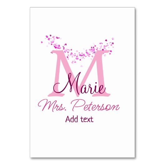 Roze hart glitter monogram leraar Mrs Modern gi Kaart (Voorkant)