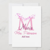 Roze hart glitter monogram leraar Mrs Modern gi Kaart (Voorkant)