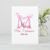 Roze hart glitter monogram leraar Mrs Modern gi Kaart (Staand voorkant)