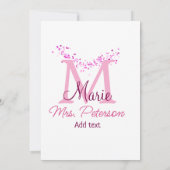 Roze hart glitter monogram leraar Mrs Modern gi Kaart (Achterkant)