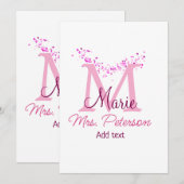 Roze hart glitter monogram leraar Mrs Modern gi Kaart (Voorkant / Achterkant)