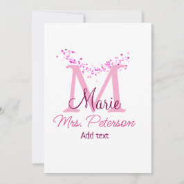 Roze hart glitter monogram leraar Mrs Modern gi Kaart