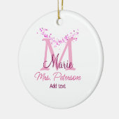 Roze hart glitter monogram leraar Mrs Modern gi Keramisch Ornament (Links)