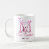 Roze hart glitter monogram leraar Mrs Modern gi Koffiemok (Links)