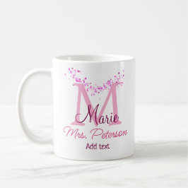 Roze hart glitter monogram leraar Mrs Modern gi Koffiemok