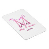 Roze hart glitter monogram leraar Mrs Modern gi Magneet (Rechterzijde)