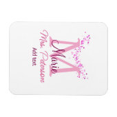 Roze hart glitter monogram leraar Mrs Modern gi Magneet (Horizontaal)