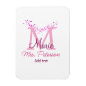 Roze hart glitter monogram leraar Mrs Modern gi Magneet (Verticaal)