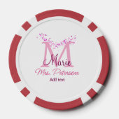 Roze hart glitter monogram leraar Mrs Modern gi Poker Chips (Achterkant)