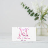 Roze hart glitter monogram leraar Mrs Modern gi Visitekaartje (Staand voorkant)