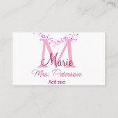 Roze hart glitter monogram leraar Mrs Modern gi Visitekaartje (Achterkant)