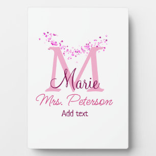 Roze hart glitters monogram leraar Mevr. Modern gi Fotoplaat