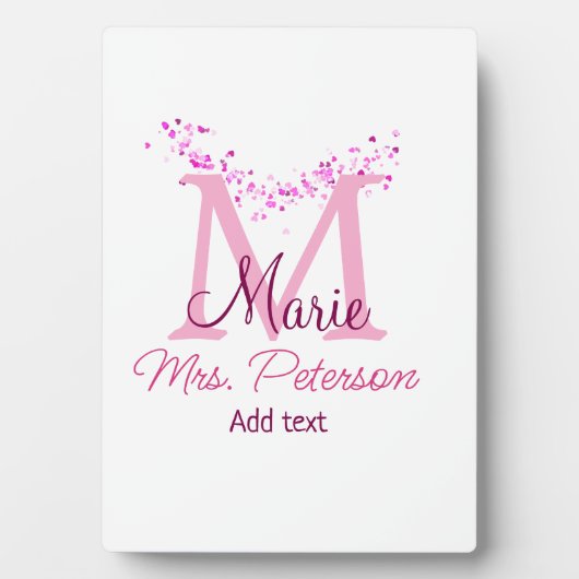 Roze hart glitters monogram leraar Mevr. Modern gi Fotoplaat (voorkant)