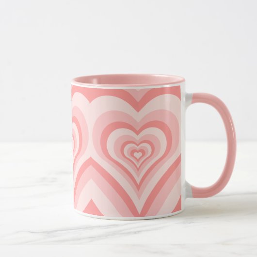Roze Hart Gradiënt Patroon – Schattig Meisjesachti Mok (Rechts)