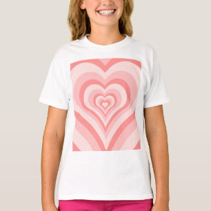 Roze Hart Gradiënt Patroon – Schattig Meisjesachti T-shirt