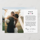 Roze Hart Groen Gedrukt Bericht Bruiloft Bedankkaart (Voorkant / Achterkant)