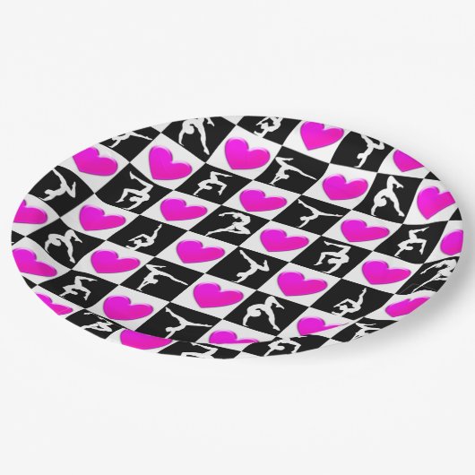  ROZE HART GYMNASTIEK ONTWERP PAPIEREN BORDJE (Gekanteld)