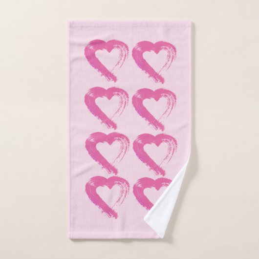 Roze Hart Handdoek Set (Handdoek)