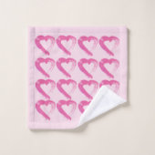 Roze Hart Handdoek Set (Wasdoekje)