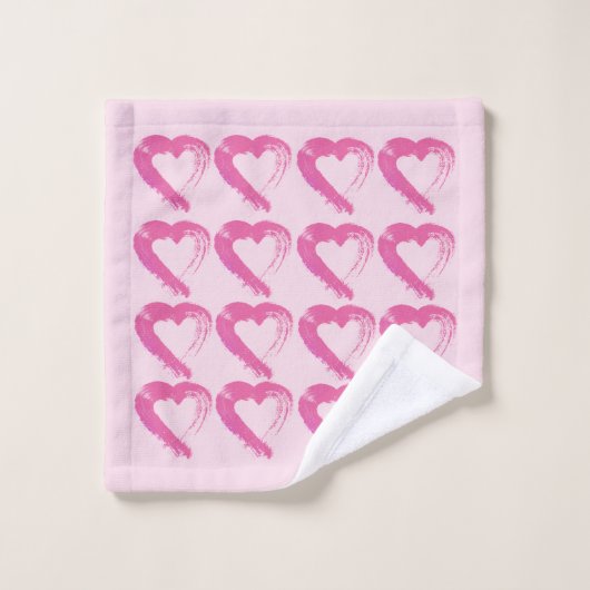 Roze Hart Handdoek Set (Wasdoekje)