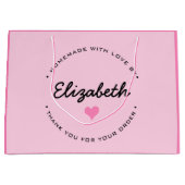 Roze Hart Handgemaakt met Liefde Dank je wel Groot Cadeauzakje (Voorkant)