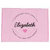 Roze Hart Handgemaakt met Liefde Dank je wel Groot Cadeauzakje (Achterkant)