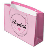 Roze Hart Handgemaakt met Liefde Dank je wel Groot Cadeauzakje (Achterkant Gekanteld)