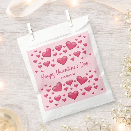 Roze hart Happy Valentijnsdag en aangepaste tekst Bedankzakje (Geknipt)