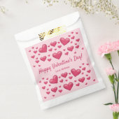 Roze hart Happy Valentijnsdag en aangepaste tekst Bedankzakje (Gezegeld)