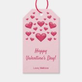 Roze hart Happy Valentijnsdag en aangepaste tekst Cadeaulabel (Voorkant)
