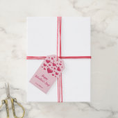 Roze hart Happy Valentijnsdag en aangepaste tekst Cadeaulabel (Met Touw)