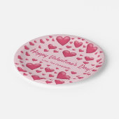 Roze hart Happy Valentijnsdag en aangepaste tekst Papieren Bordje (Gekanteld)