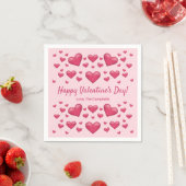 Roze hart Happy Valentijnsdag en aangepaste tekst Servet (Insitu)