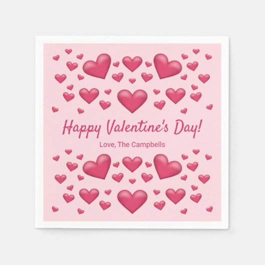Roze hart Happy Valentijnsdag en aangepaste tekst Servet (Voorkant)