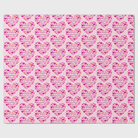 Roze hart Happy Valentines Day Cadeaupapier (Vlak)