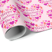 Roze hart Happy Valentines Day Cadeaupapier (Rol Hoek)