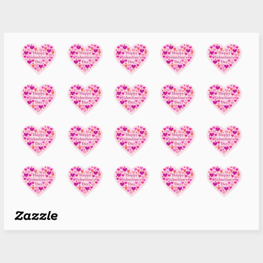 Roze hart Happy Valentines Day Hart Sticker (Vel)