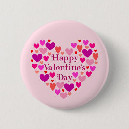 Roze hart Happy Valentines Day Ronde Button 5,7 Cm