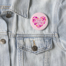 Roze hart Happy Valentines Day Ronde Button 5,7 Cm