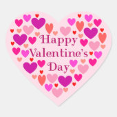 Roze hart Happy Valentines Day Sticker (Voorkant)