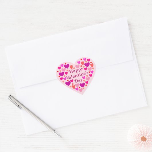 Roze hart Happy Valentines Day Sticker (Envelop)