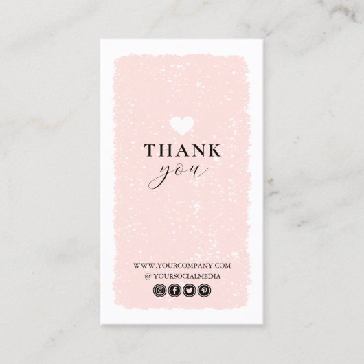 Roze hart Hartelijk dank Visitekaartje (Voorkant)