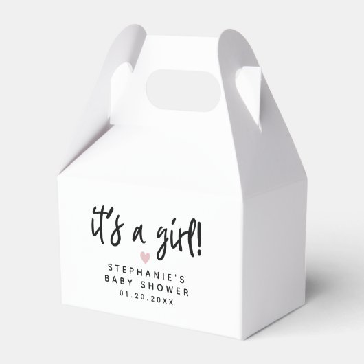 Roze Hart Het is een meisje Baby shower Bedankdoosjes (Voorkant Zijde)