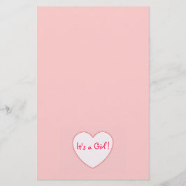 Roze hart Het is een meisje Briefpapier