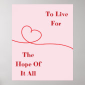 Roze Hart Hoop Citaat Muurprint Poster (Voorkant)