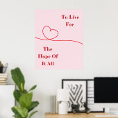 Roze Hart Hoop Citaat Muurprint Poster (Thuiskantoor)