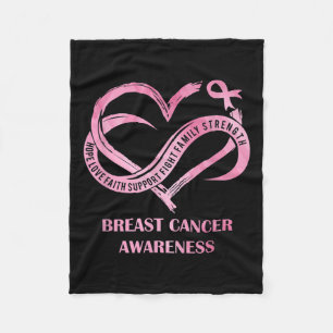 Roze Hart Hoop Liefde Geloof Borstkanker Bewustzij Fleece Deken