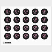 Roze Hart Hoop Liefde Geloof Borstkanker Bewustzij Ronde Sticker (Vel)